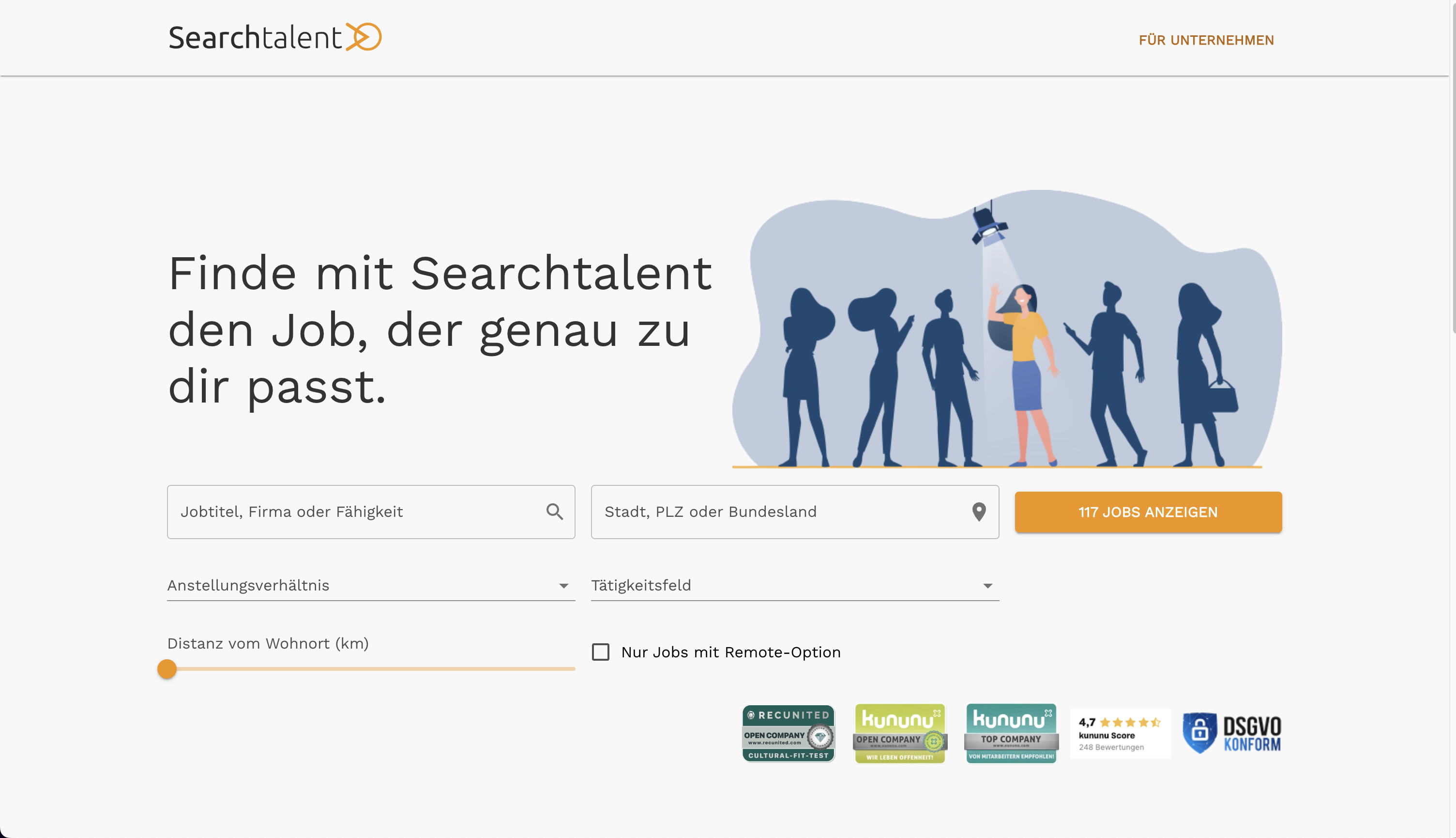 Searchtalent job platform screenshot